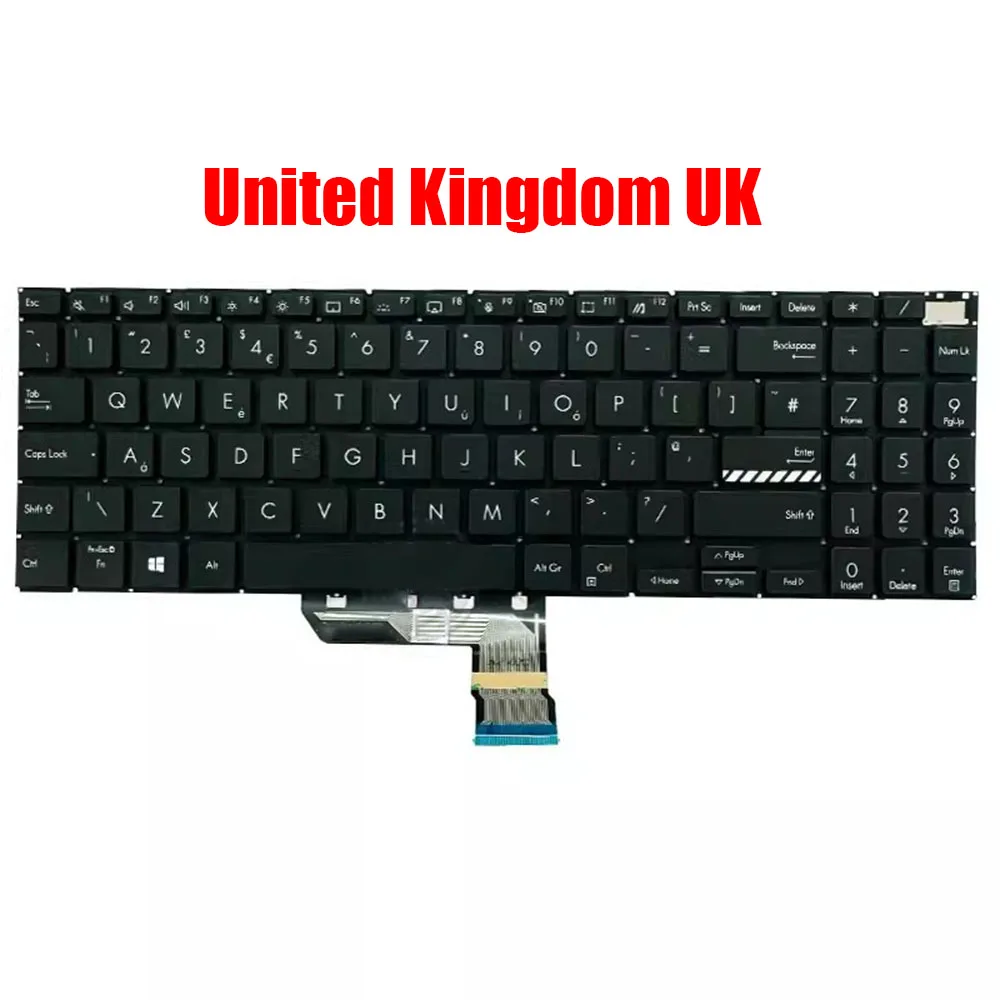 

Laptop Keyboard For ASUS Vivobook PRO 16 Y7600CQC Y7600CQA Y7600CQEX United Kingdom UK With Backlit Black