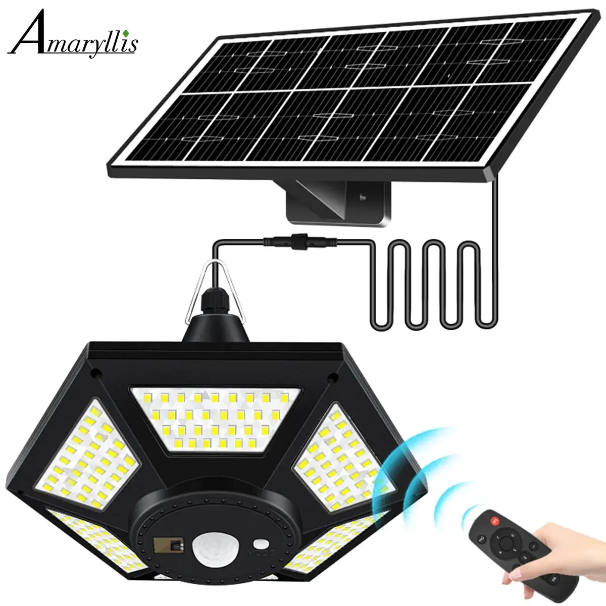 

Solar Shed Light Solar Pendant Light For Indoor Outdoor 180 LED 1000LM Solar Lamp With Remote Control for Barn Gazebo Garage Psd