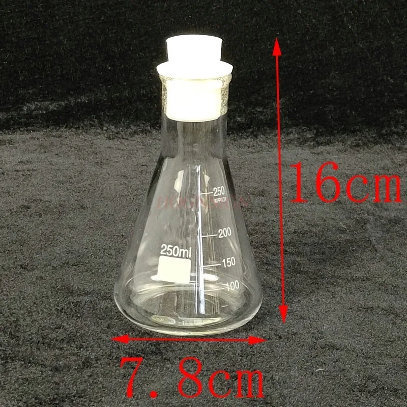 Erlenmeyer flask with silicone stopper 250ml High temperature resistant glass flask Erlenmeyer flask Erlenmeyer flask