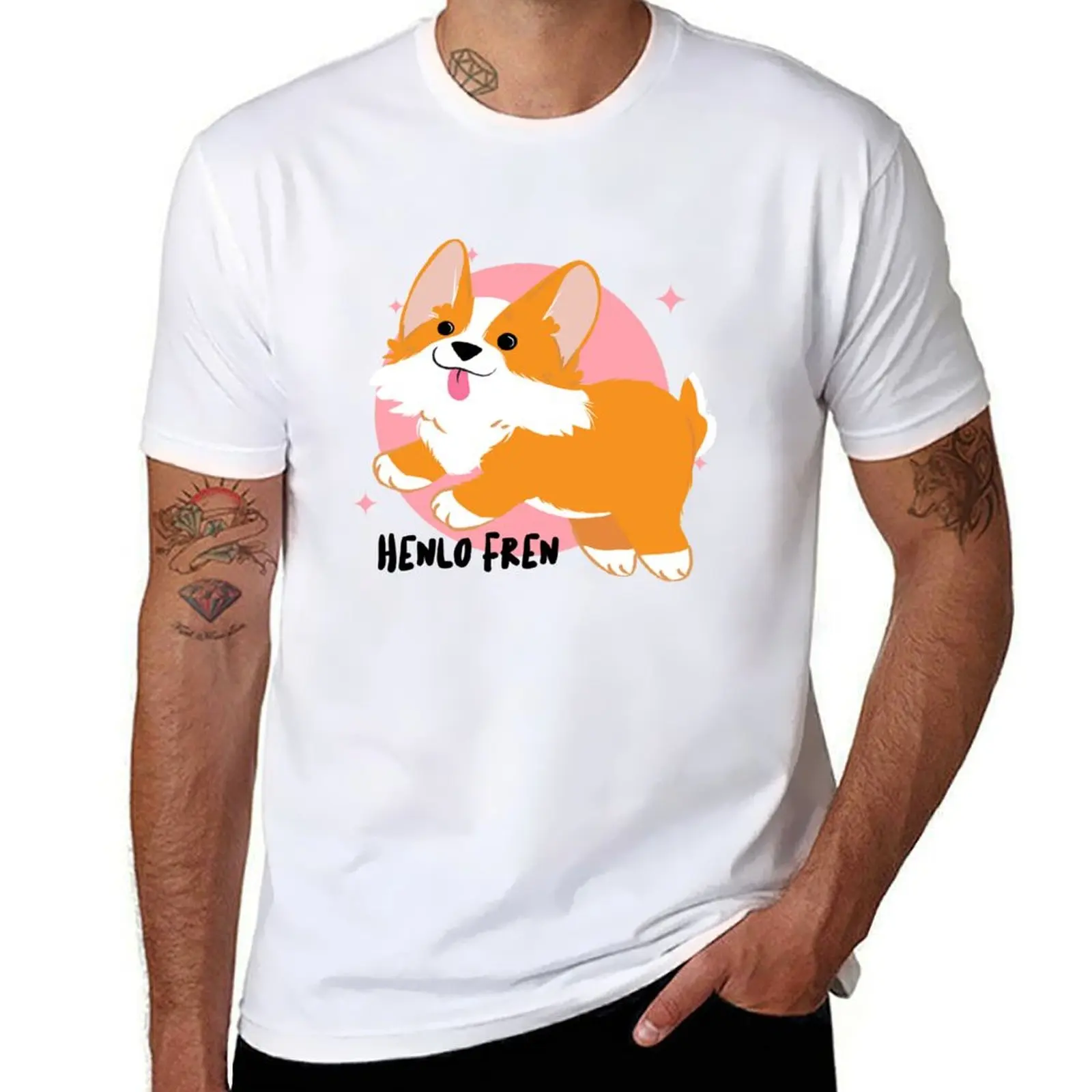 

graphic t shirt T-Shirt Fren Corgi man shirts vintage designer for t man Henlo