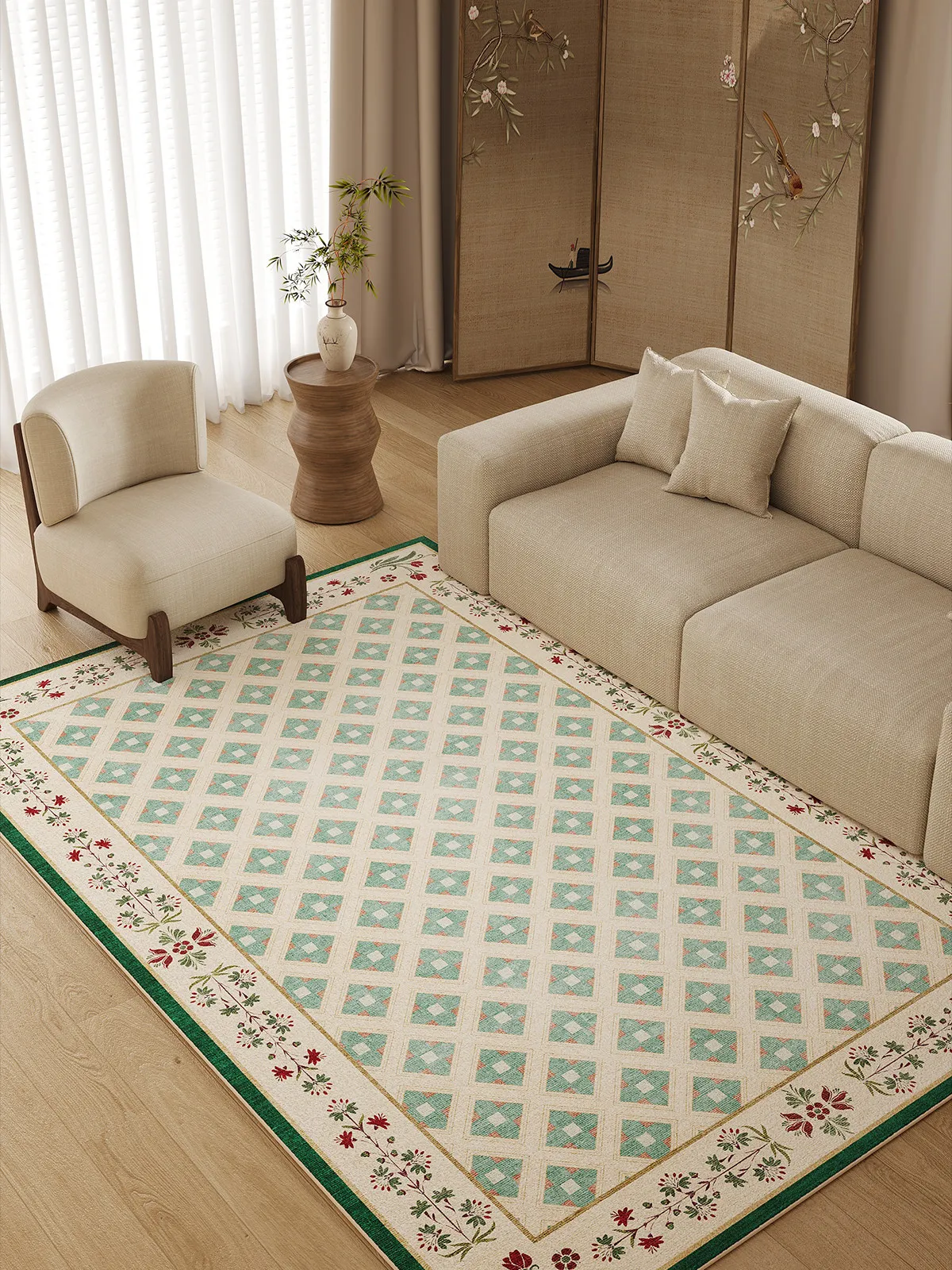 

Ковер для гостиной VIKAMA с ретро-узором, имитирующий кашемир, нескользящий коврик для декора гостиной, мягкий износостойкий коврик для дома - Декор для дома