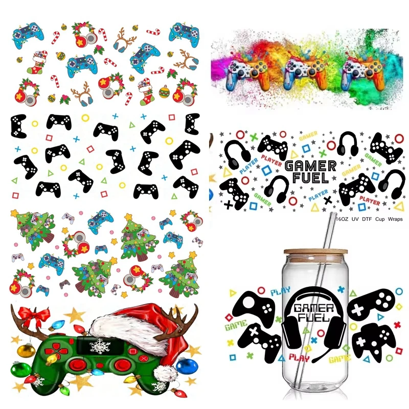 

Fashion Trending Cool Design Gamer fuel Uv Dtf Cup Wraps Transfer Sticker Diy Waterproof Game Lover Design 16 Oz Glass Cups