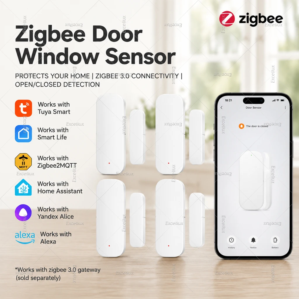 Zigbee Door Sensor Window Contact Sensor Open Closed Detector Smart Home Alarm Security Protection work with Tuya Hub Smart Life