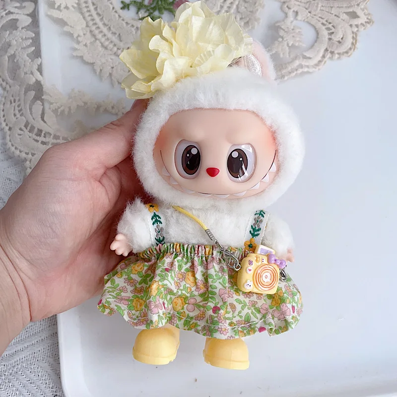 

17cm Labubu 1-3 Gen Doll Outfits | Skirt Spaghetti Strap Dress Overalls Crossbody Bag | Clothes for Labubu Accessories