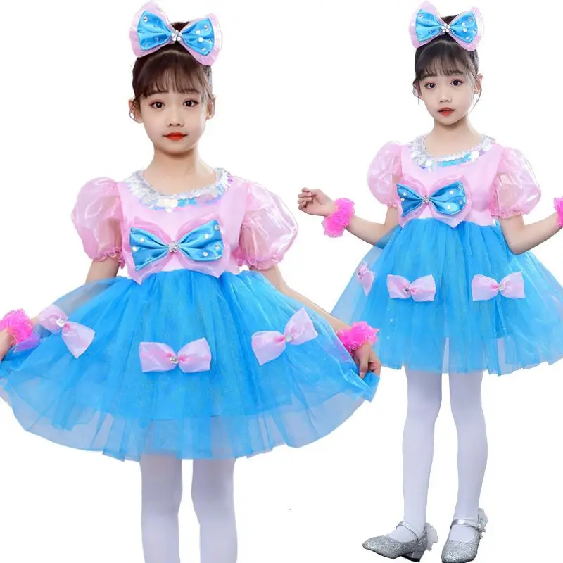 Costumi da spettacolo per la giornata dei bambini costumi da ballo di piccola classe per l'asilo per ragazze gonne di garza soffici vestito da principessa