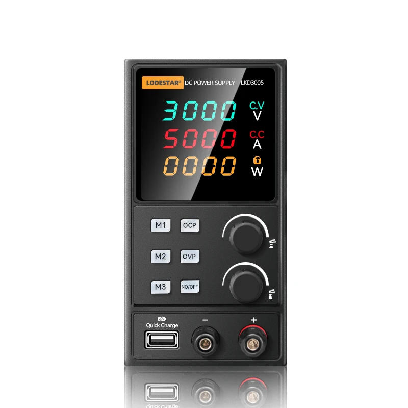 Fonte de Alimentação DC LODESTAR com Suporte para Carregamento USB e Armazenamento de Dados, Display LED de Quatro Dígitos, Fonte de Alimentação DC LKD3005 30V5A