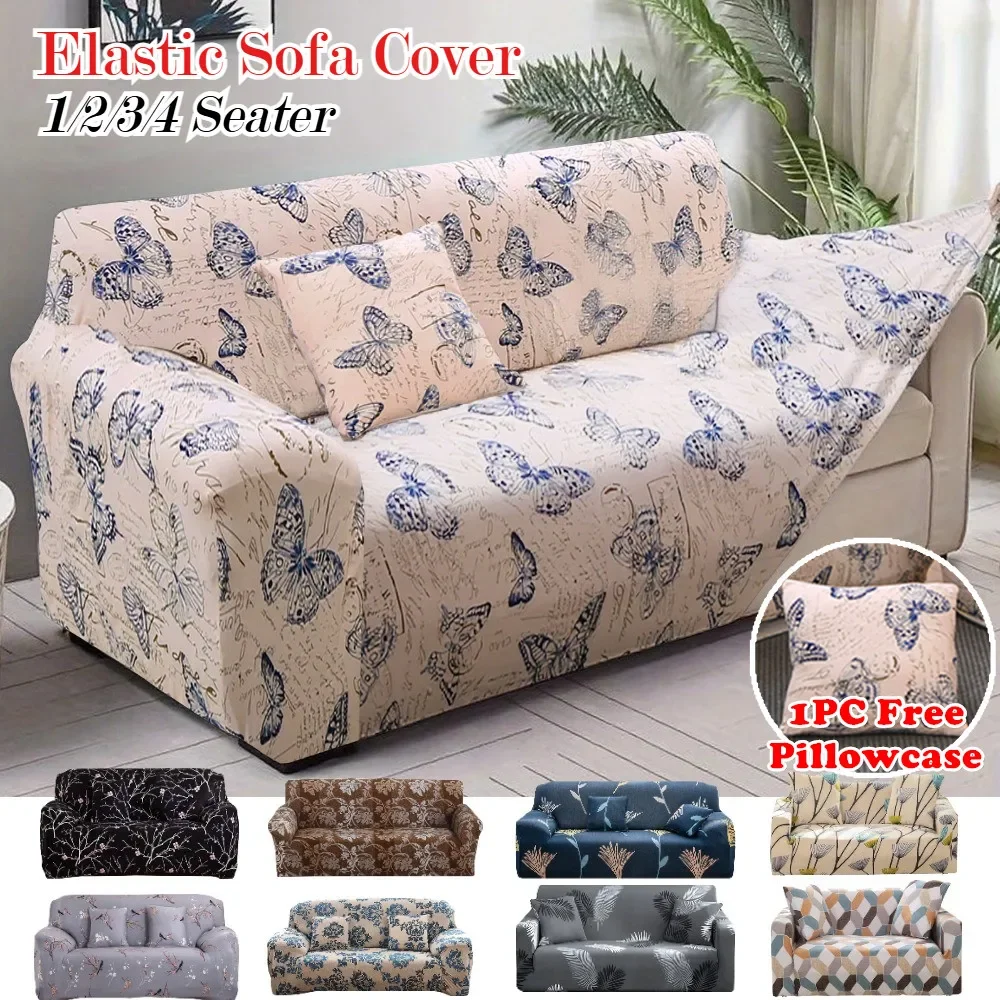 Elastische Sofabezüge mit Blumenmuster, waschbarer Spandex-Couchbezug, 1/2/3/4-Sitzer-Schonbezüge, Möbelschutz für Wohnzimmer