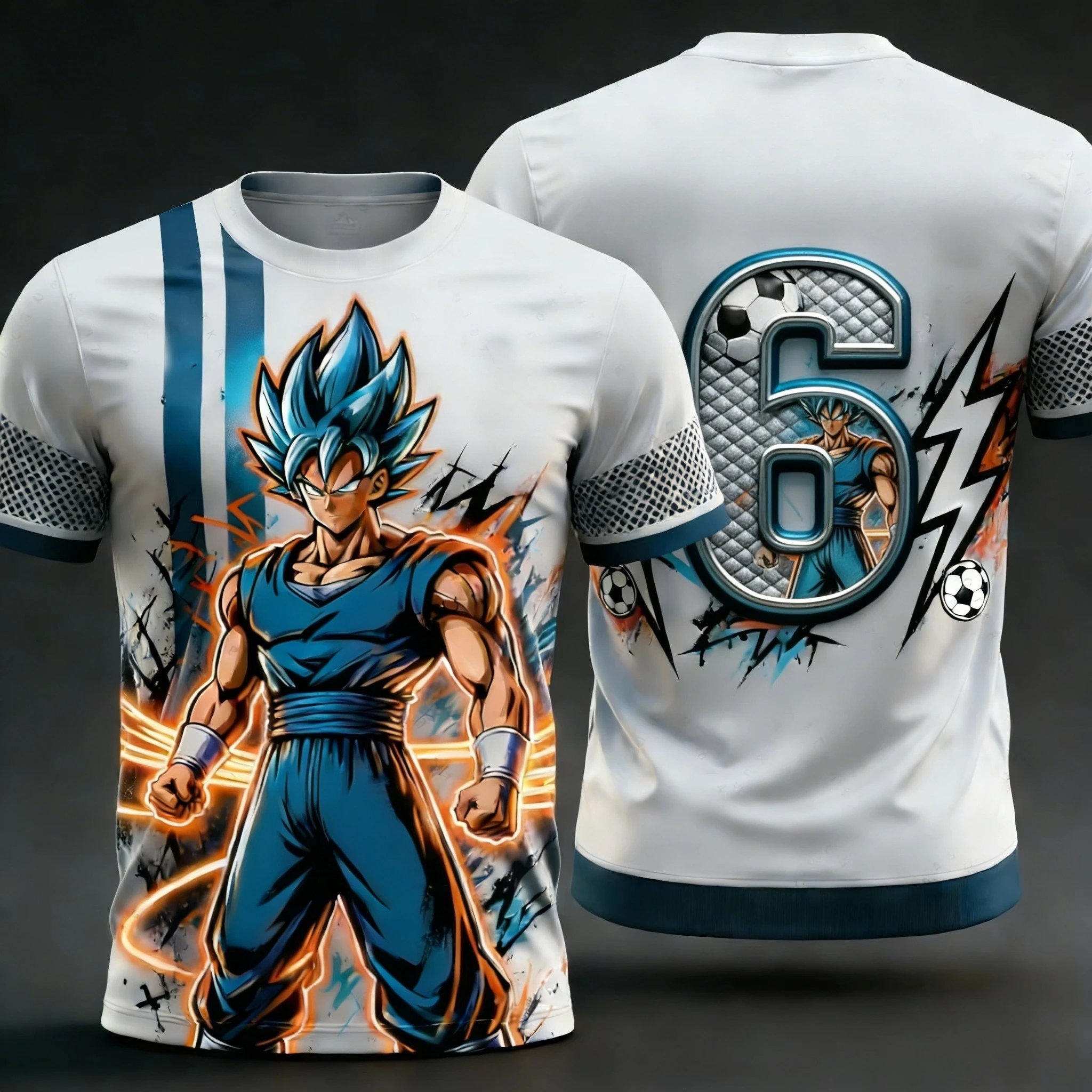 

2026 New Adult Men's Dragon Ball Goku 3D Printed Football Jersey T-Shirt Kids Anime T-Shirt Special Football Jersey NO.6 Unisex