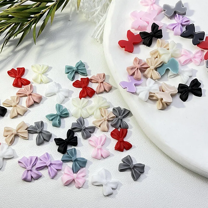 Lazo de resina 3D para decoración de uñas, dijes de 100 piezas, colores variados aleatorios, lazo para manicura artesanal, gran oferta