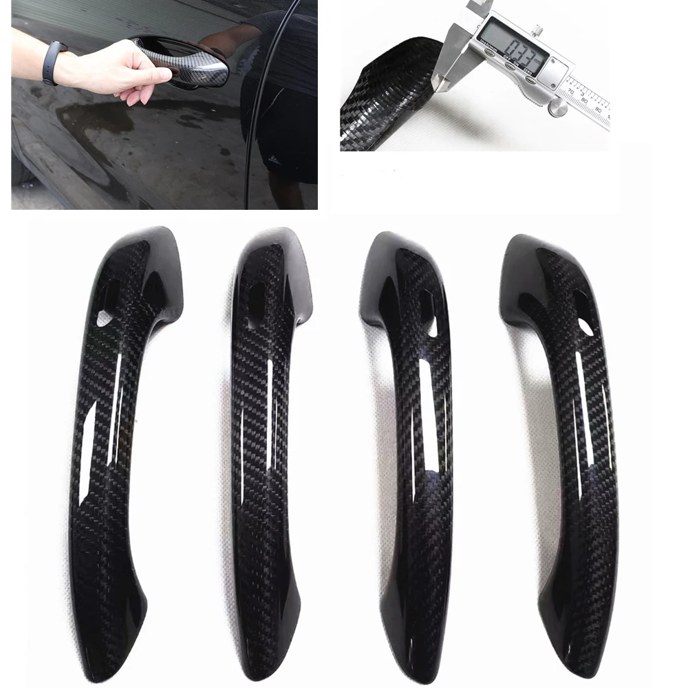 Carbon Fiber Car Exterior Door Handle Cover with Sensor Hole Luxury Doorknob Hand Pull Case For Porsche Macan 4 Door 2015-2023