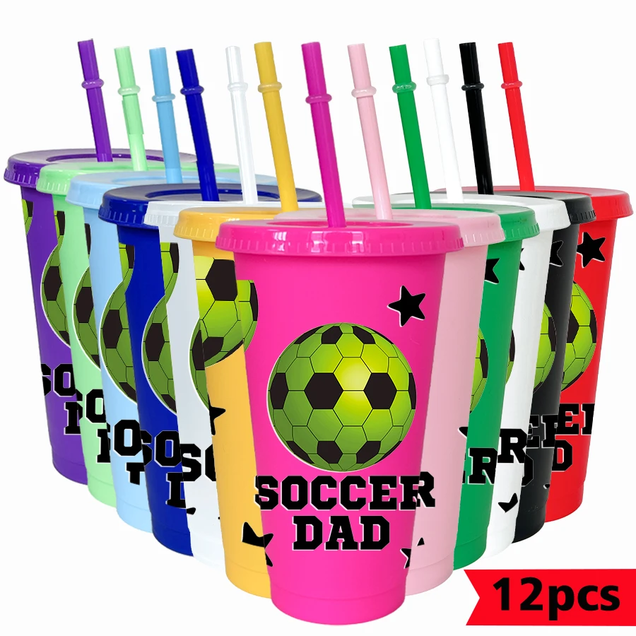 12pcs-set-football-star-pattern-26oz-colored-plastic-party-cold-cup-for-birthday-back-to-school-gift-gameday-drinkware