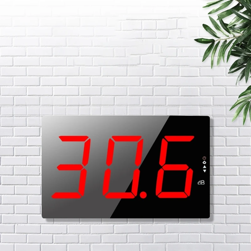 Sound Level Meter Tester 30-130db, 3Inch Screen LED Display Wall Hanging Type Decibel Noise Measuring with Alarm