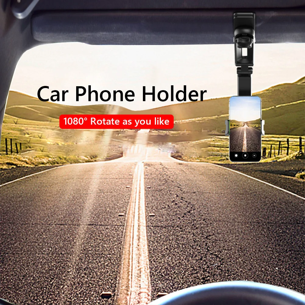 1080 Rotation Car Phone Holder Dashboard Rearview Mirror Sun Visor Mount Holder In Car Cell Phone GPS Navigation Bracket