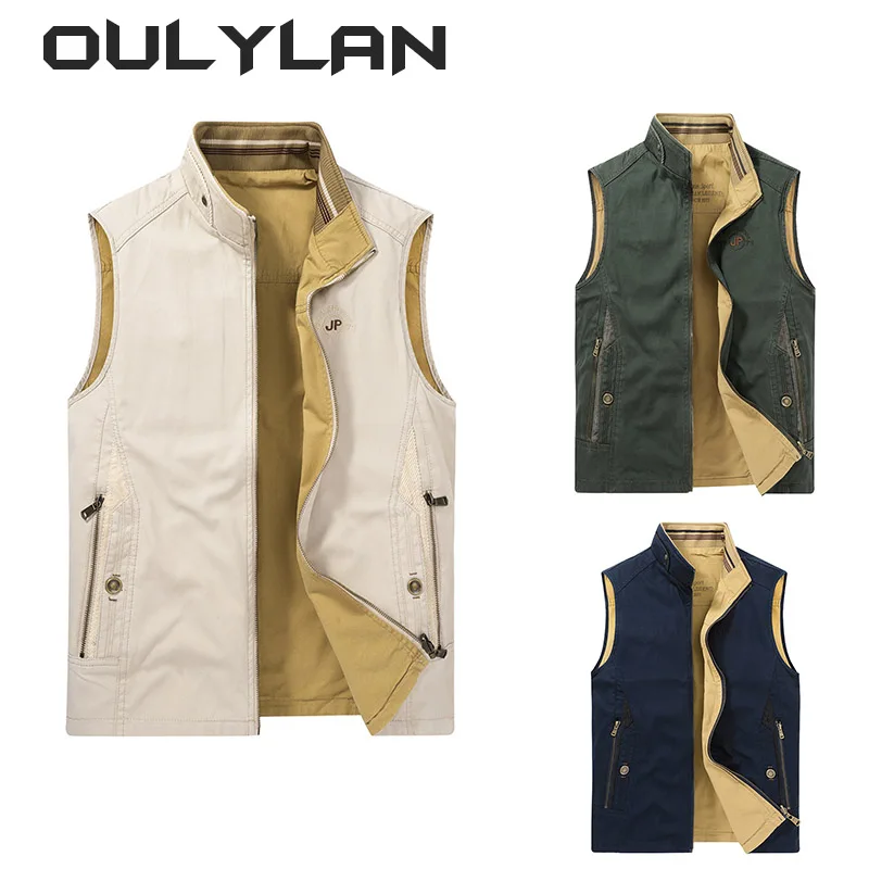 Oulylan New Men's Vest Casual Clothing Fashion Thermal Business Jackets Man Autumn Sleeveless Jacket Tactical Work Vests