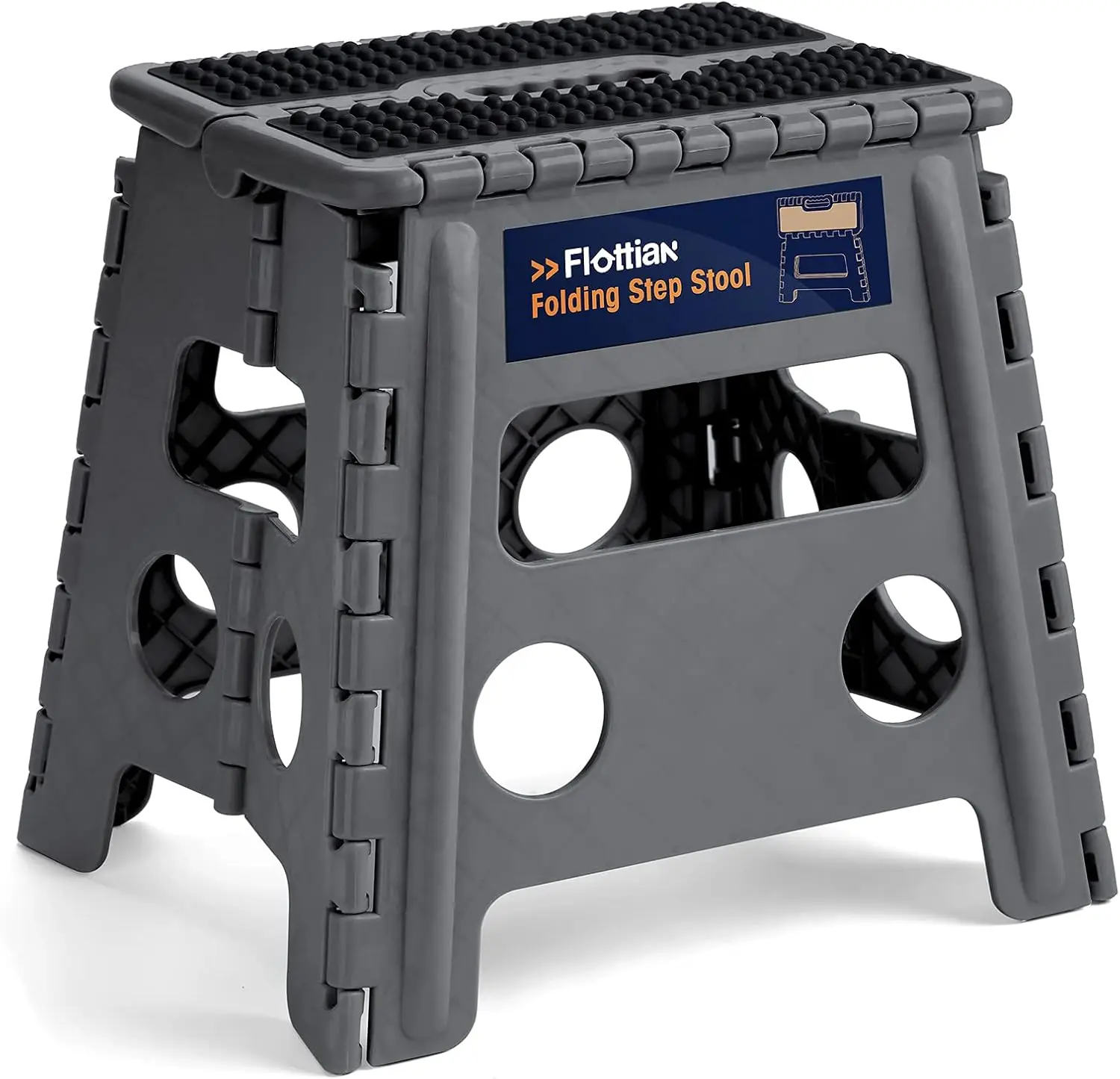 

13"" Folding Step Stool For Adults And Kids Holds Up To 300 Lbs,Non-Slip Folding Stools With Handle, Compact Plastic Foldable