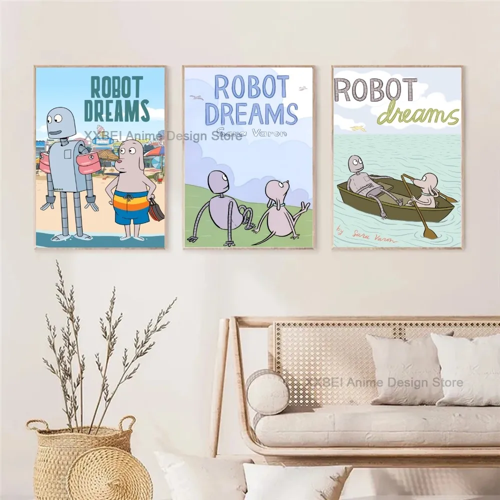 1pc Robot Dreams Poster Sticker Bedroom Study Wall Art Hanging Painting Decoration High Quality Printed Matter