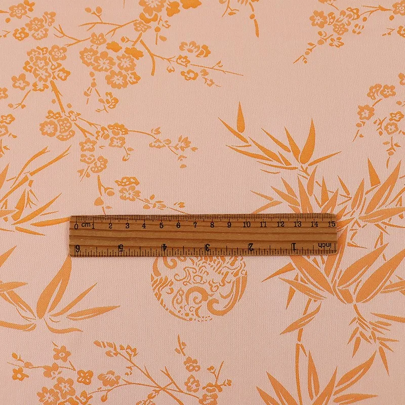 Tessuto jacquard in fiore di pruno con foglie arancioni e bianche bicolore cheongsam Hanfu in stile antico