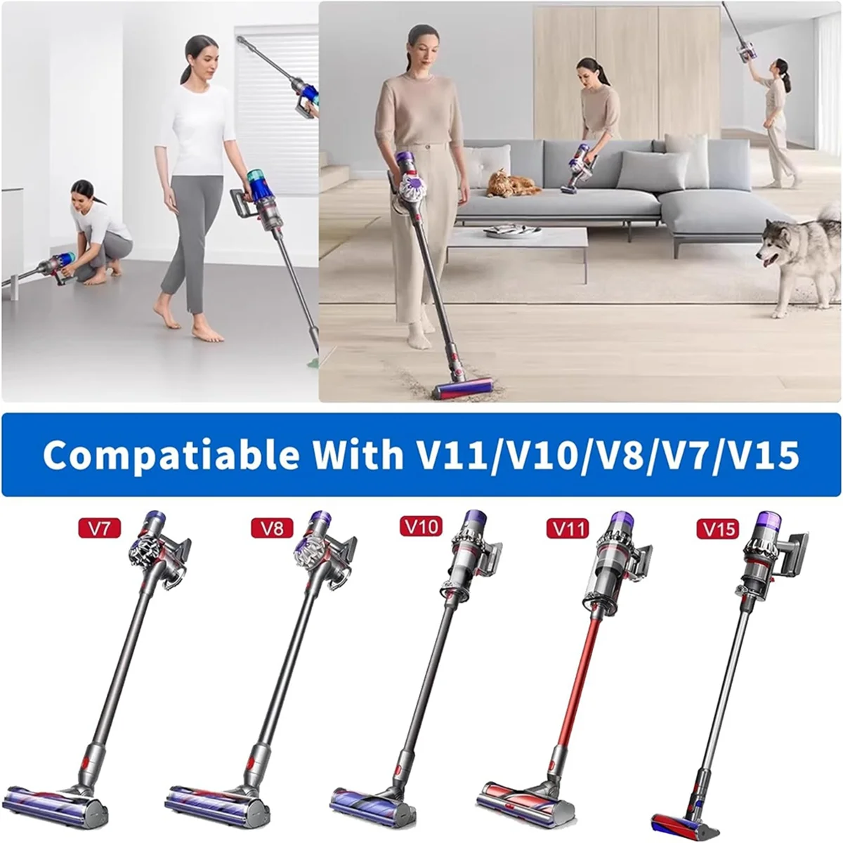 A58E-เครื่องดูดฝุ่นอุปกรณ์เสริมสําหรับ Dyson ยืดหยุ่นขยายรอยแยกหัวฉีด + ท่อขยายเหมาะสําหรับ Dyson V7 V8 V10V11V15