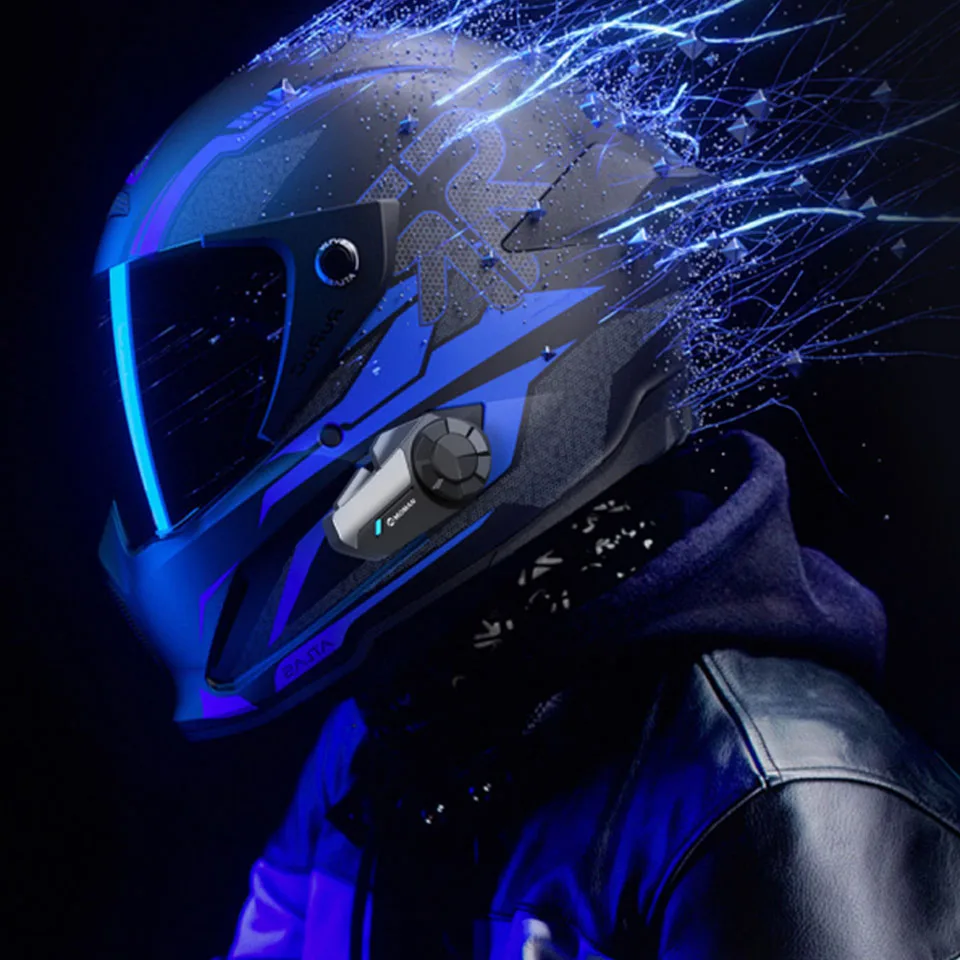 MOMAN H2S Helmet Intercom Wind-Noise-Cut Microphone Wireless Bluetooth Motorcycle Helmet Headse for Wind Rises