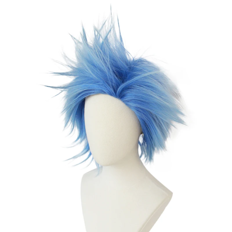 Vibrant Blue Spiky Punk Synthetic Wig - Edgy Mohawk Style for Cosplay, Punk Rock Costumes, Halloween