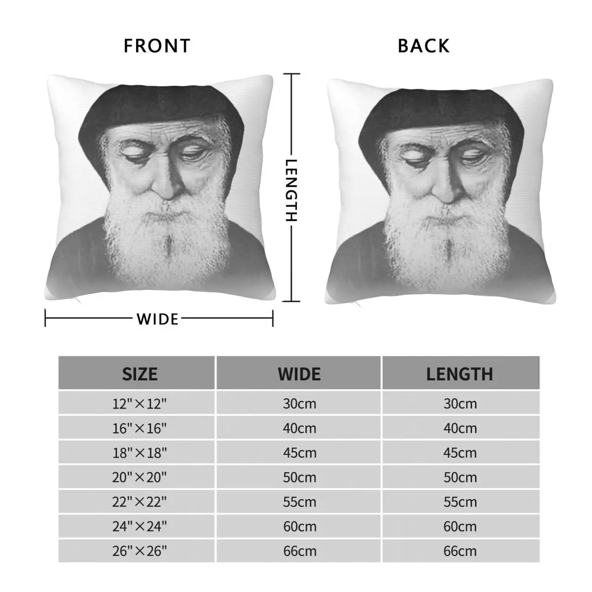 Saint Charbel Makhlouf Square Pillowcase Polyester Linen Velvet Pattern Zip Decor Pillow Case Room Cushion Cover