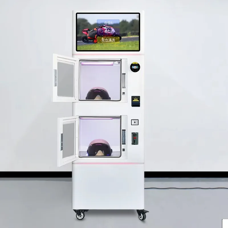 Automatic Helmet Washer Vending Machine Quick and Smart Cleaning Station for Motorbike and Sports Helmets, Customizable