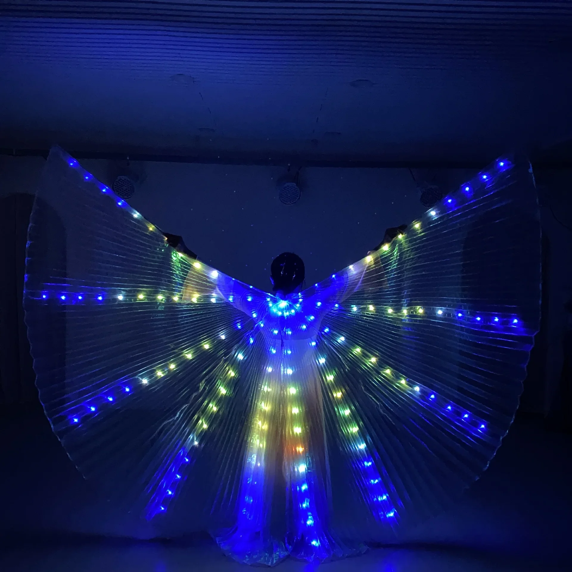 RGB LED Wings Belly Dance Costume, Circus Luminescent Color Cloak, Isis Wings, Stage Performance Dancewear with Remote Control