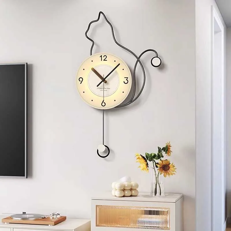 Battery Design Wall Clocks Animal Light Luxury Wall Clocks Battery Minimalism Vintage Modern Horloge Murale Home Decoration