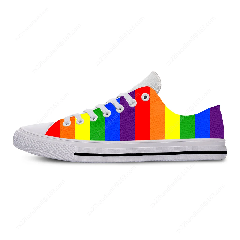 Rainbow LGBT Gay Lesbian Pride Flag Funny Fashion Casual Cloth Shoes Low Top Lightweight Breathable 3D Print Men women Sneakers