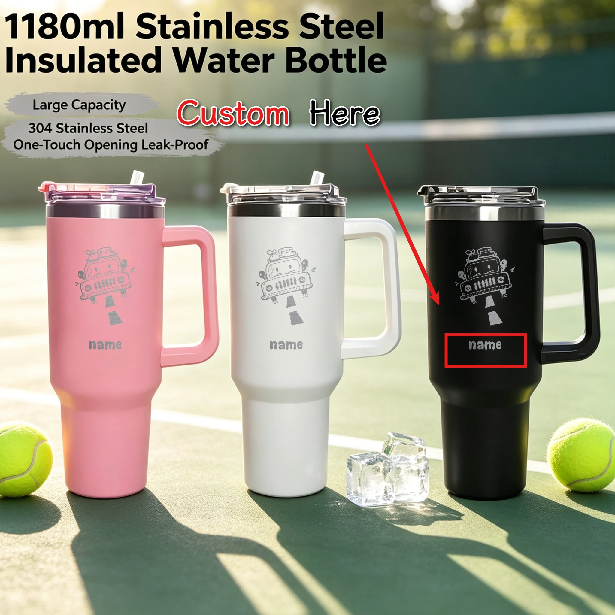1200ML Custom Large Capacity Thermos Cup Stainless Steel Vacuum Insulated Water Bottle with Straw Leak Proof Gym Travel Mug