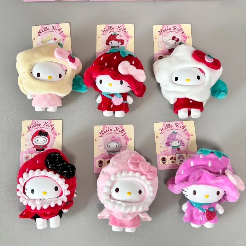 Hello Kitty Strawberry Kindergarten Fun‑Tower Blind Box Kawaii Anime Figure Collect Anime Doll Decor Bag Pendant Surprise Toys