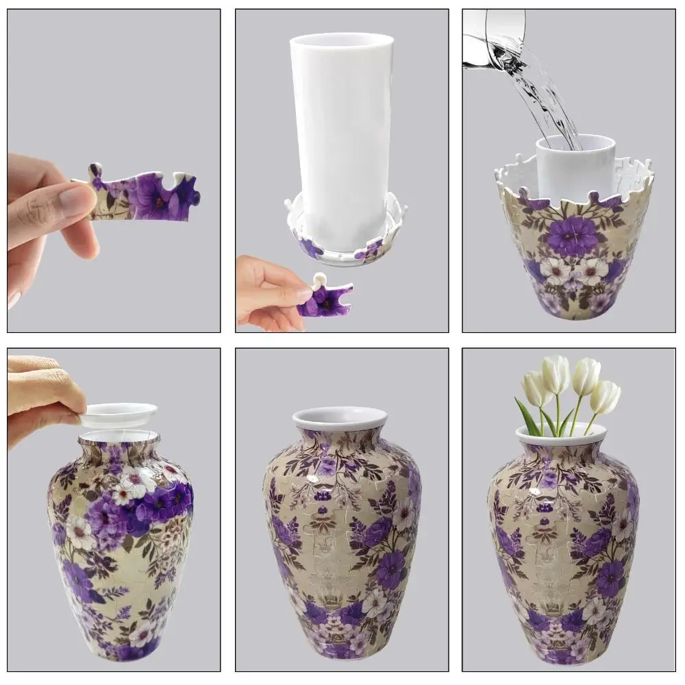 

Creative 3D Puzzle Vase Waterproof Artistic Flower Vase Jigsaw DIY Arrange Flowers Flower Arrangement Vase for Children/Adults