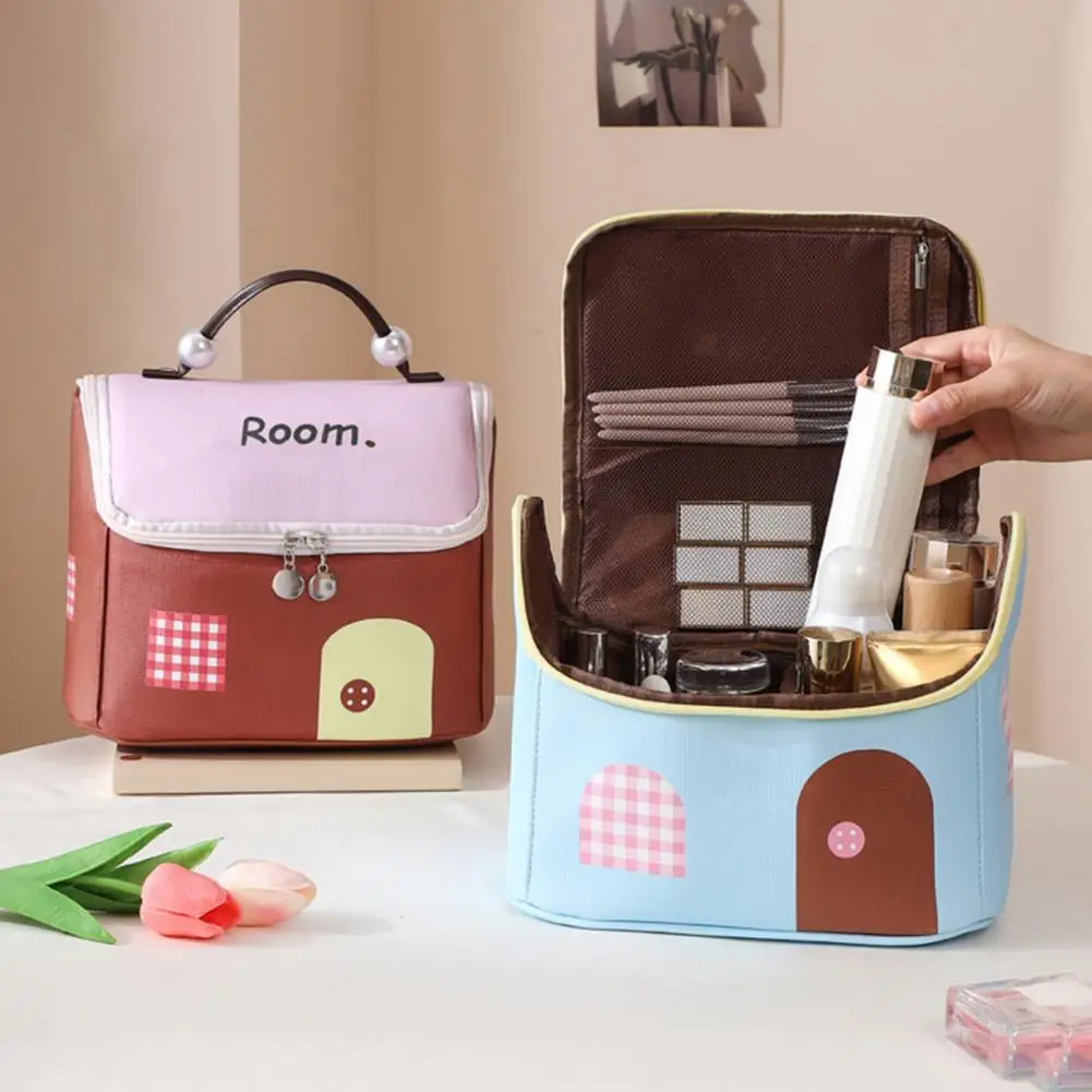 House Shape Cosmetic Bag Cute Makeup Storage Case Travel Toiletry Organizer Beauty Tote Bag For Women Business Trips Vacation