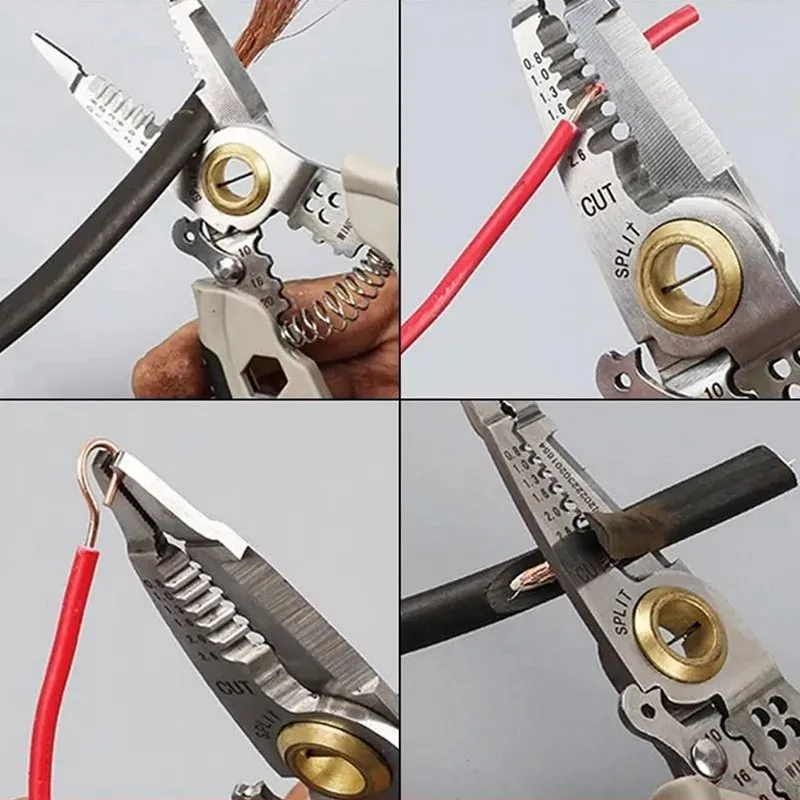 7in Multifunctional Wire Stripper Pliers Electrician Special Tools for Wire Cutting Pulling Pressing Winding Screwing