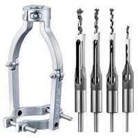 5Pcs Square Hole Drill Bit Adapter and Square Hole Drill Bit Set for Wood Mortising Attachment Drill Press Hollow Chisel Mortise