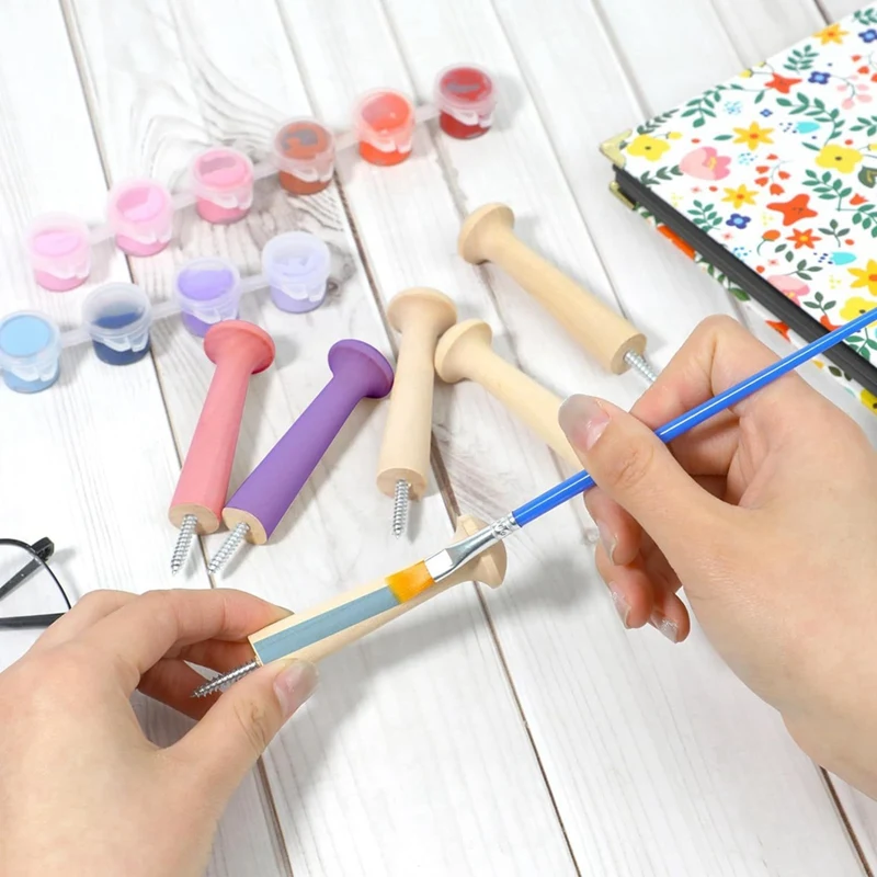 ABRE-20Pcs Wooden Shaker Peg Wood Screw-On Shaker Pegs Unfinished Wood Shaker Racks For Hanging Clothes Hats Towel