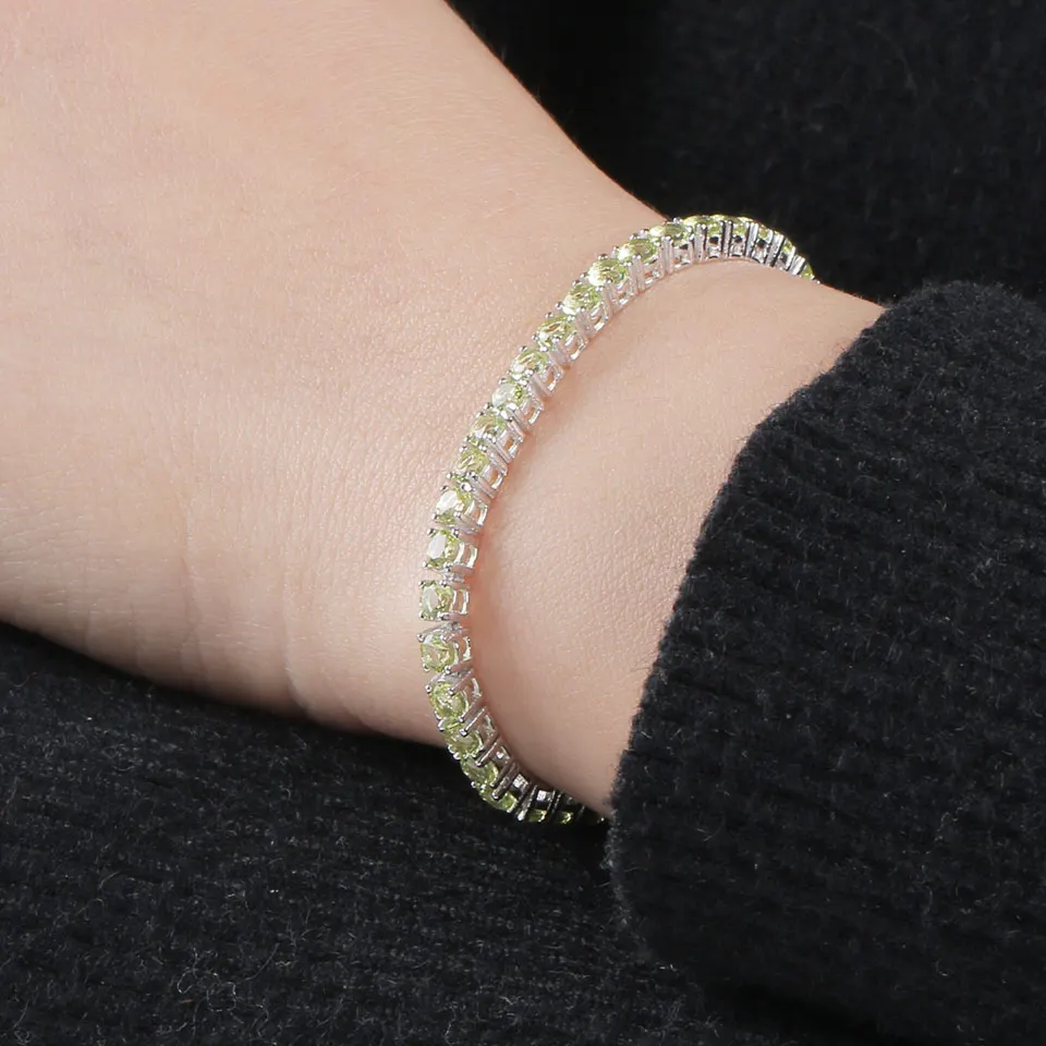 UMCHO bracciale Tennis peridoto in argento Sterling 925 bracciali da donna regalo per feste gioielli di moda