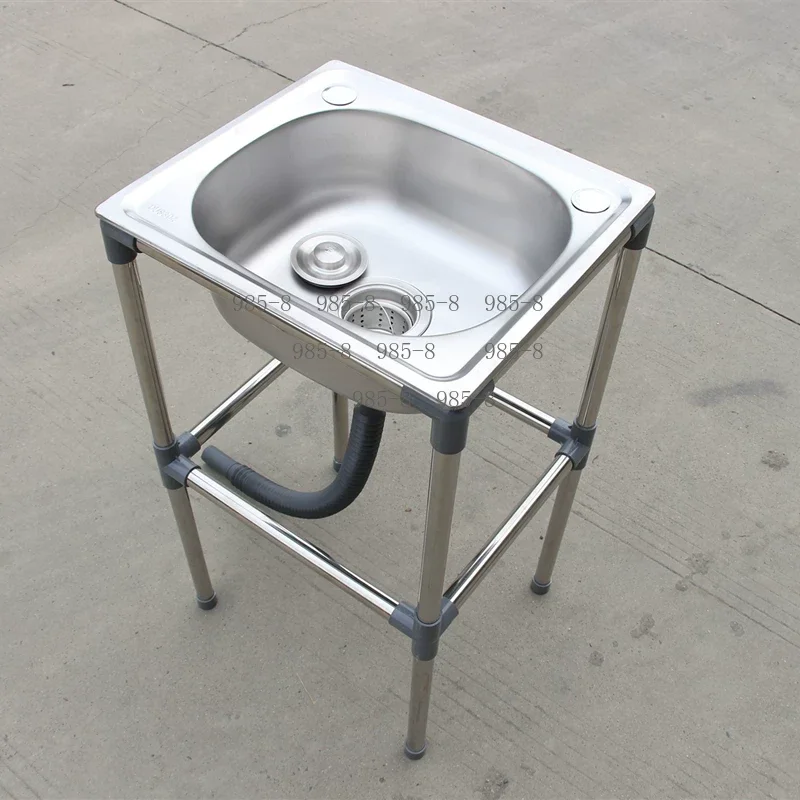 Integrated Stainless Steel Washbasin Shelf Removable Simple Bathroom Washbasin Table