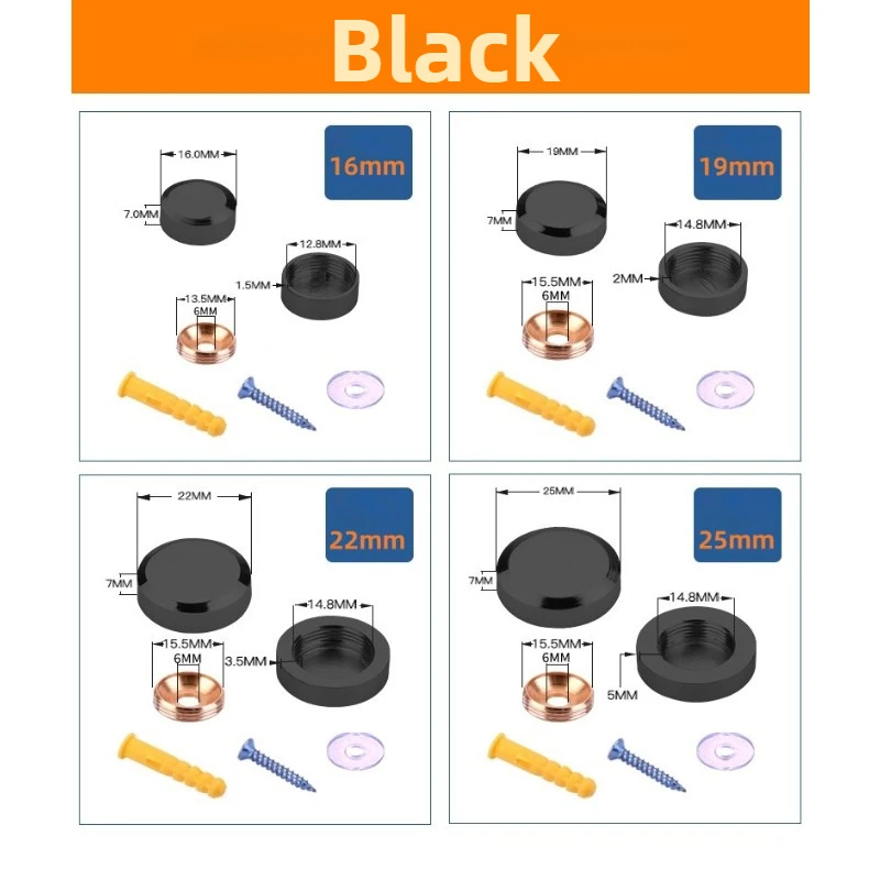 4 Stück Dekorative Schrauben für Werbetafeln, Glasbefestigungen, Spiegelbefestigungsschrauben, Edelstahl-Schraubenabdeckungen, Möbel- und Glashardware – Detail 6