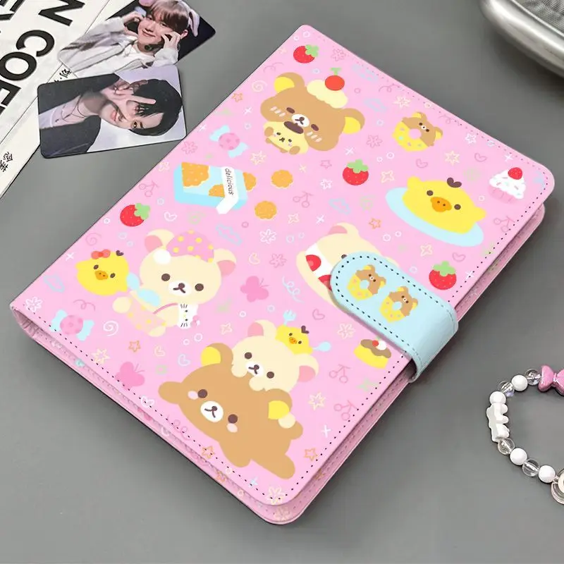 

Rilakkuma Teddy Bear Soft Leather Case Storage Card Book Cute Cartoon Star Polaroid PU Leather A5 Four Grid Girl's Gifts Toys