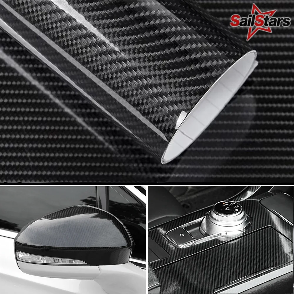 High Glossy Carbon Fiber Car Body Vinyl Wrap 6D Black Self-Adhesive Car Stickers for Auto Accessories Motorcycle Decoration