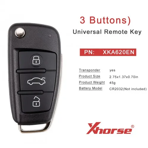 

Xhorse key XKA620EN Wire Remote Keys for Audi A6L Q7 Flip 3 buttons Silicagel Button