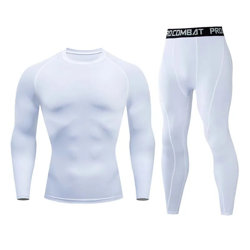 2-teiliges Herren-Kompressions-Sportbekleidungs-Set, Langarm-Oberteil und Hose, Elastisch, Schnelltrocknend, für Fitness, Workout, Jogging, Training, Yoga, Trainingsanzug – Detail 11