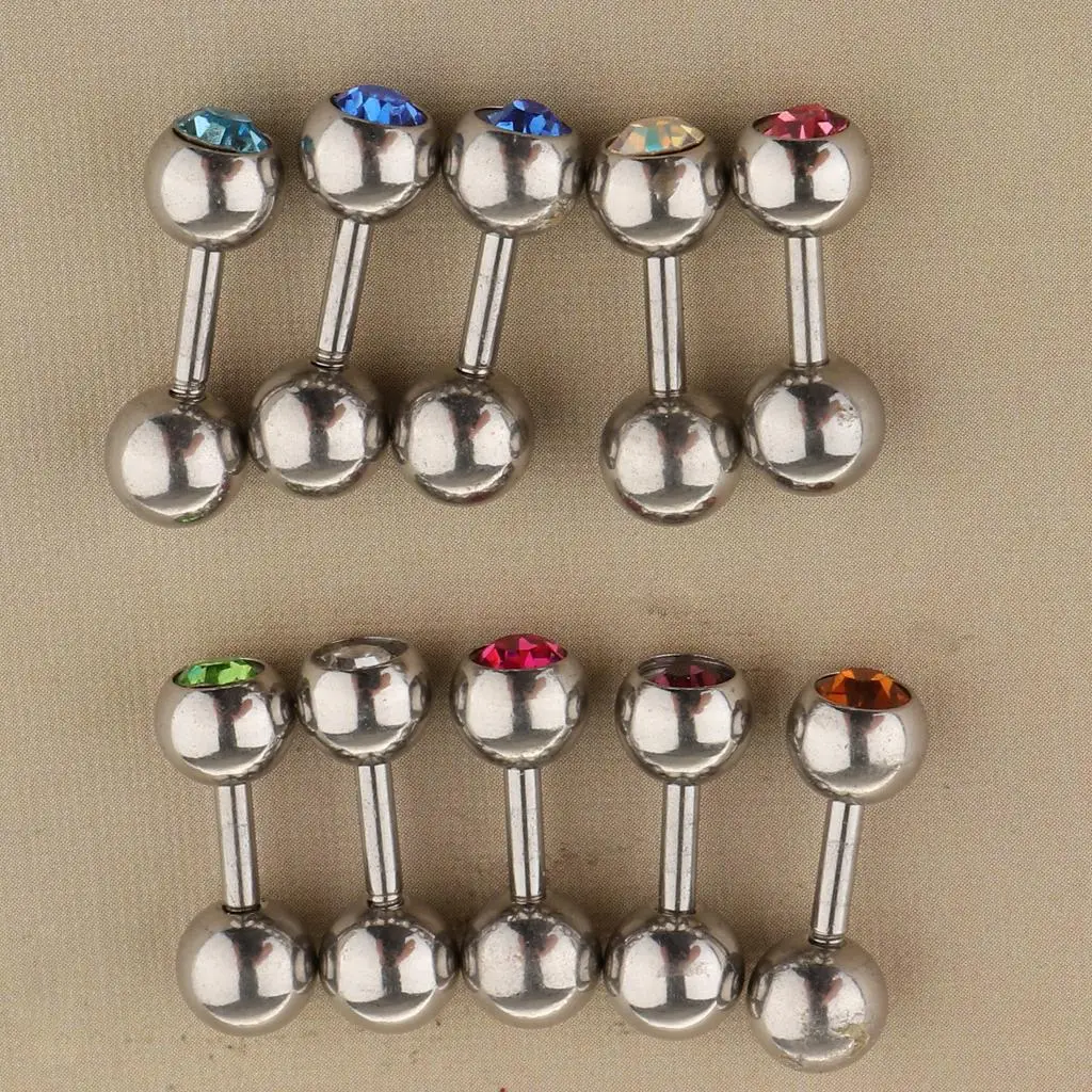 Ear Bar Rings Studs Stainless Steel Multicolor 14g Piercing Set for Helix Conch Tragus and Tongue