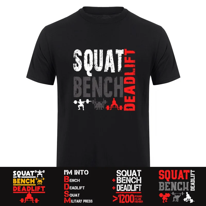 Powerlifting Squat Bench Deadlift Weightlifting T Shirt O-neck Cotton Unisex Summer Casual T-shirts Plus Size Loose HJ-112
