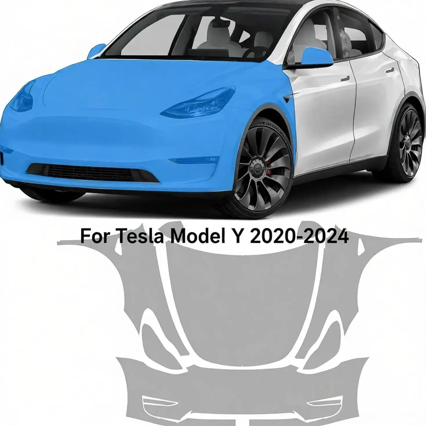 

8.5Mil TPU Bumper Paint Protection Film For Tesla Model Y 2020-2024 Pre-cut PPF Kit Clear Bra Car Body Anti-Scratch Resistant