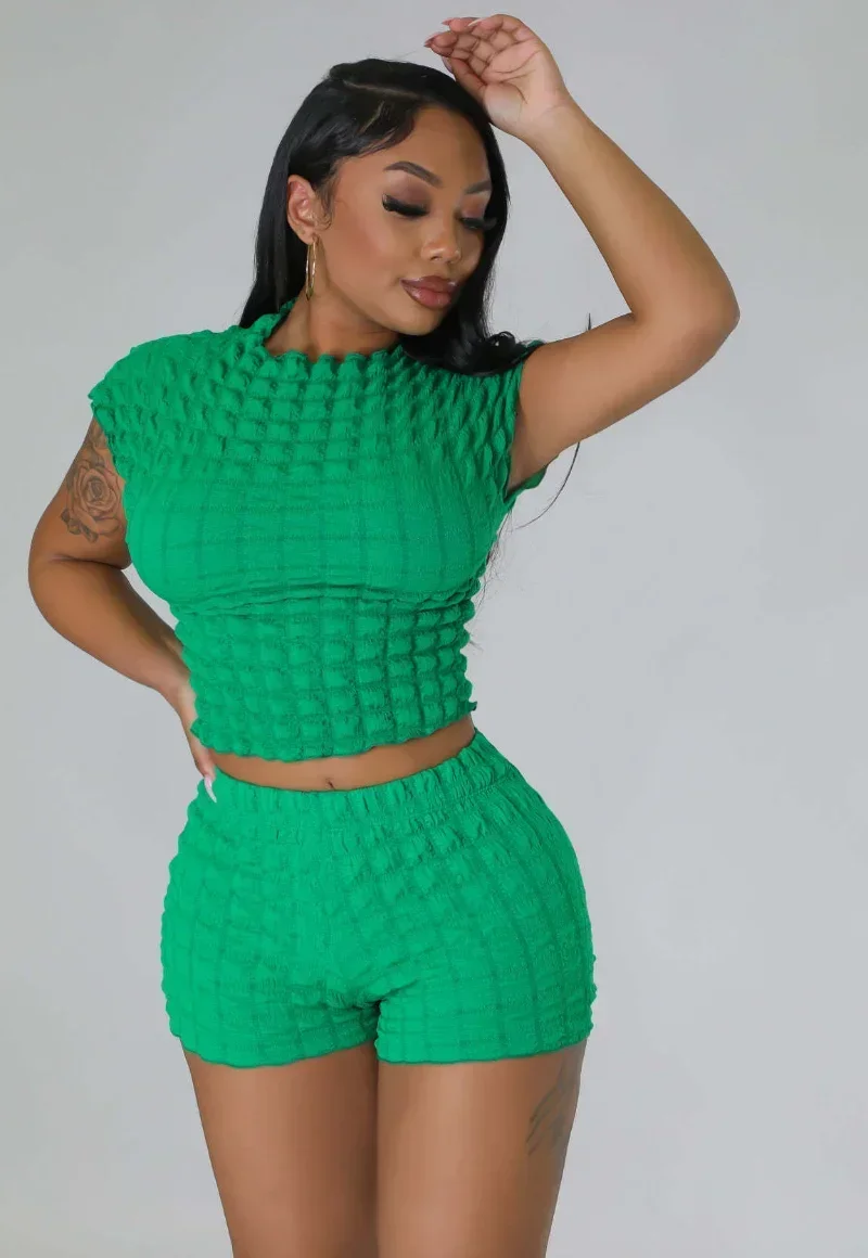 

KEXU Casual Active Elastic Women's Set Short Sleeve T-shirt and Shorts Suit Summer Sweatsuit Two 2 Piece Set Tracksuit