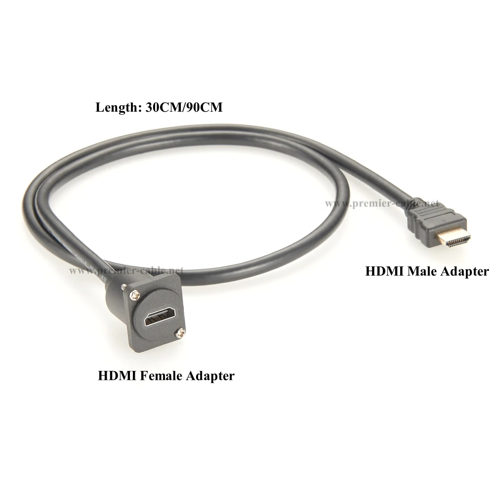 D Type HDMI 1.4 Flange Chassis Panel Mount Converter Cable 4K@30Hz Male to Female Extension Cable for Car Boat Projector