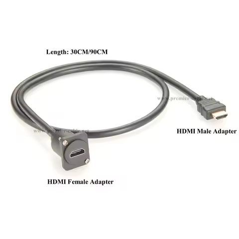 D Type HDMI 1.4 Flange Chassis Panel Mount Converter Cable 4K@30Hz Male to Female Extension Cable for Car Boat Projector
