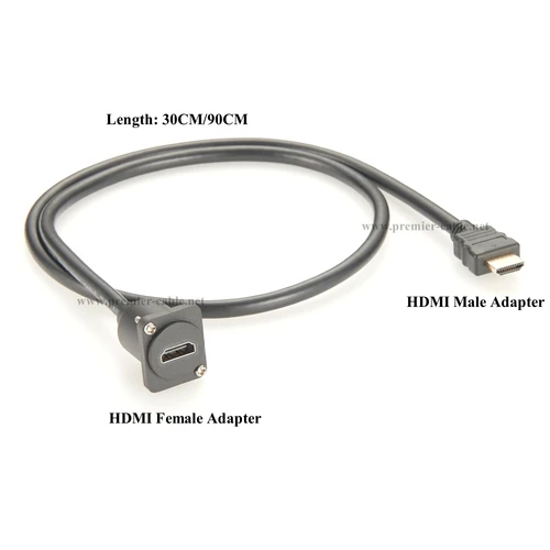 Imagen 2 del producto Cable convertidor de montaje en Panel de chasis con brida HDMI 1,4 tipo D, Cable de extensión macho a hembra de 4K @ 30Hz para proyector de barco y coche